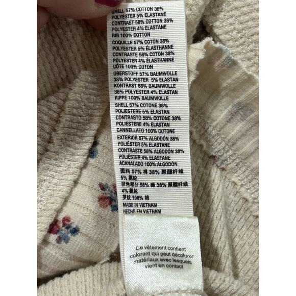 Free People Top Women’s Size XS Ivory Heart to Heart Floral Muslin Slouch Henley - Picture 9 of 10